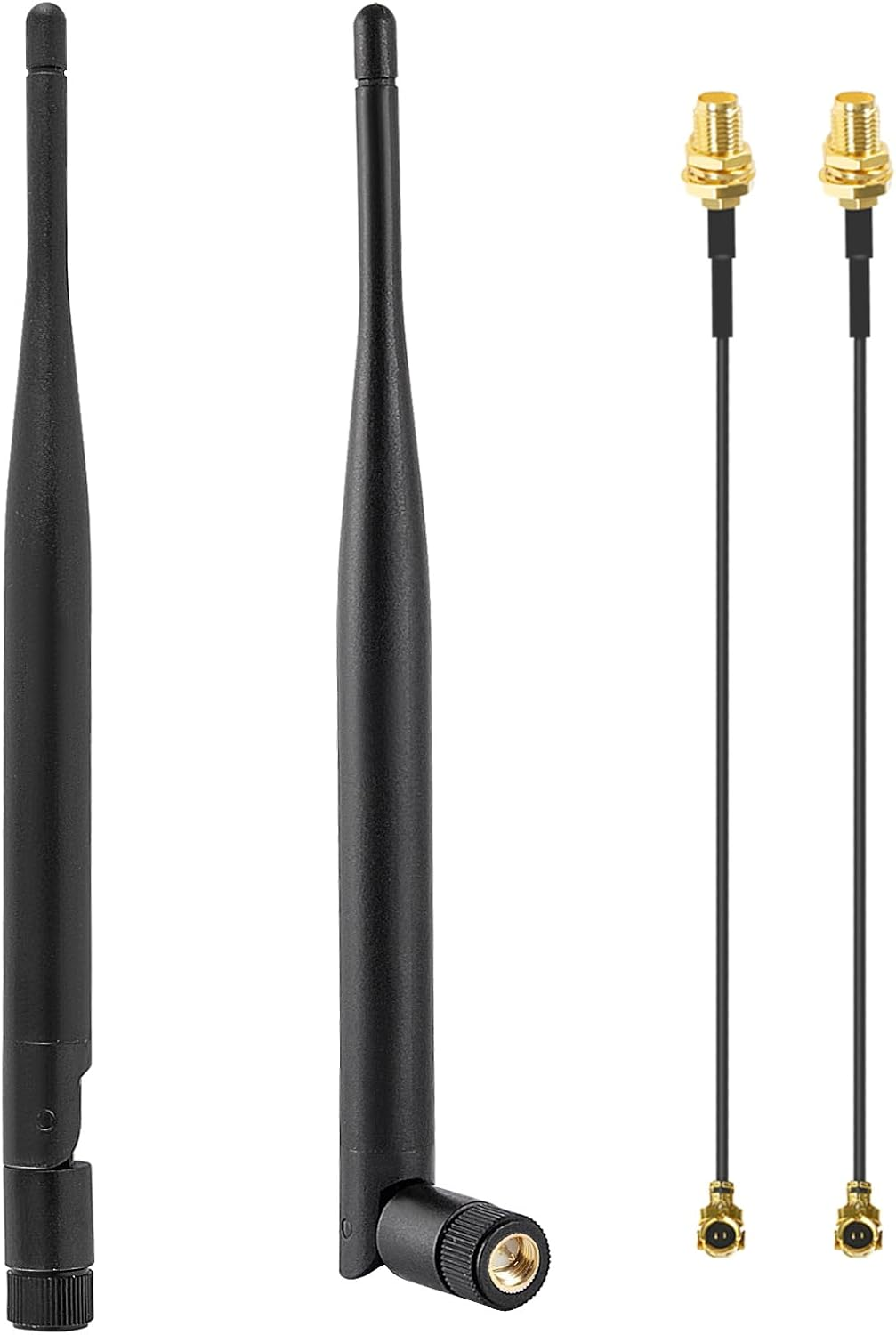 Two 915 MHz antennas with U.FL to SMA adapters