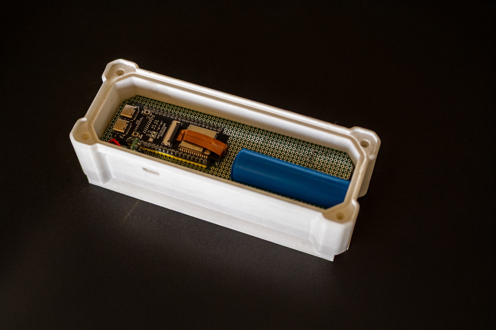 Electronics installed inside the first prototype enclosure