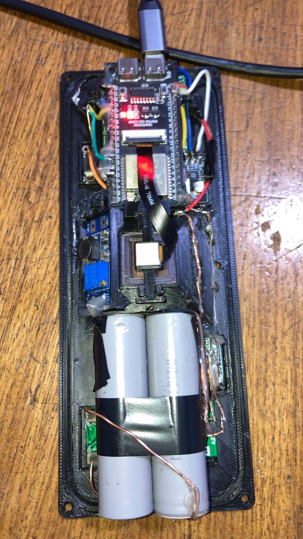 Electronic assembly inside the second prototype enclosure